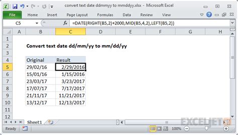 Excel date format dd/mm/yy