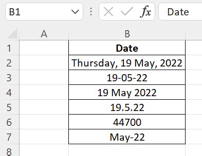 Excel Date Format Example 3