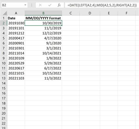 Excel Date Format MM/DD/YYYY Example 6