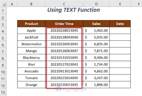 Excel DATE function timestamp conversion