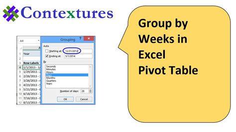 Excel Date Grouping by Week