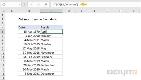 Excel Date Month Name