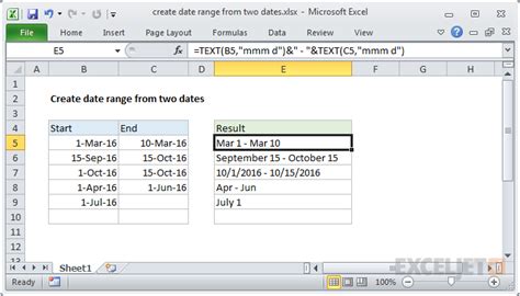 Excel date range formula gallery 2