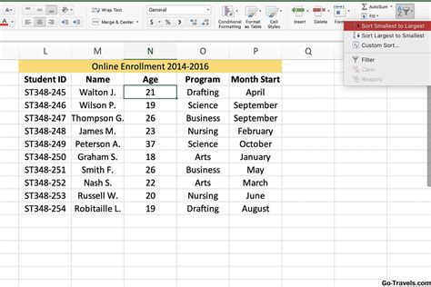 Excel Date Sorting Example 6