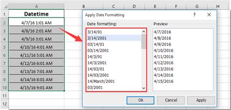 Excel Date and Time Formatting