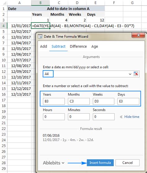 Date & Time Wizard in Excel