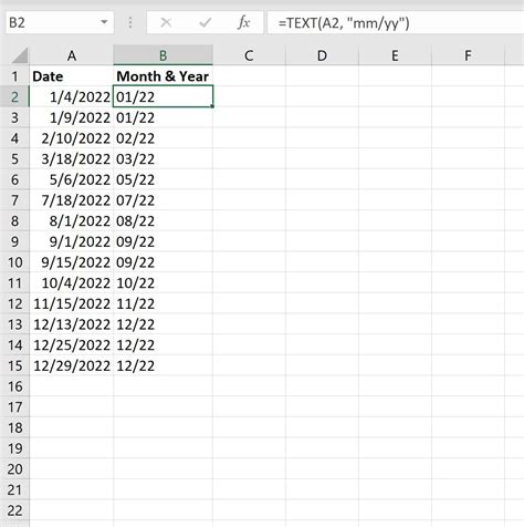 Excel Date to Month and Year Number Format