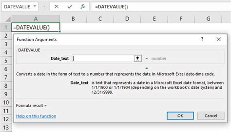 Excel Formula for Date Value