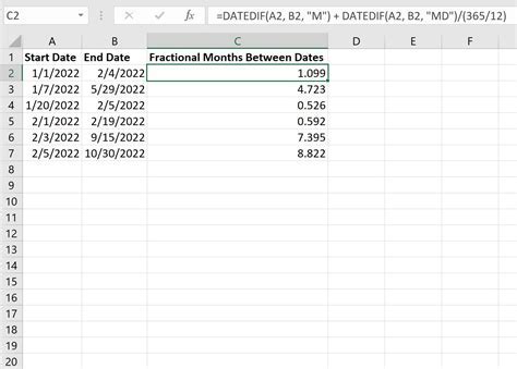 Excel dates