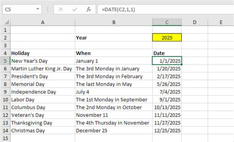 excel date calculations with holidays