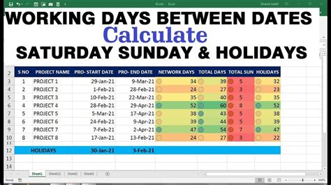 excluding holidays in excel date calculations