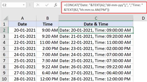 Excel Datetime Formula Example