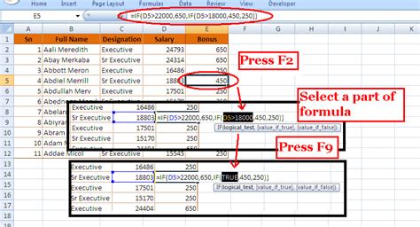 Using the Debug Formulas feature in Excel