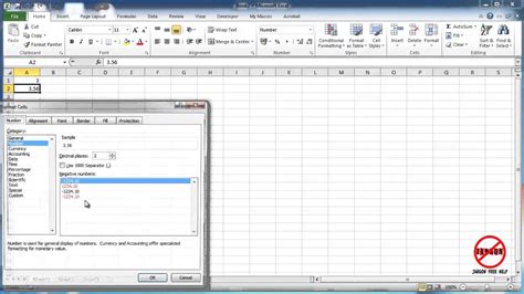 Excel decimal formatting