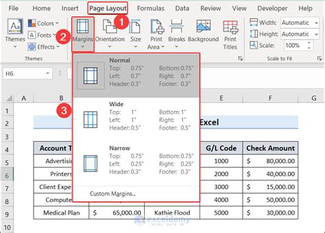 Excel Default Margins