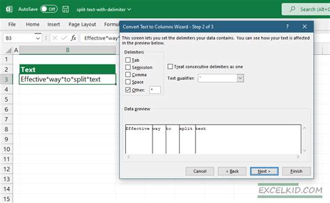 Excel Delimited Text