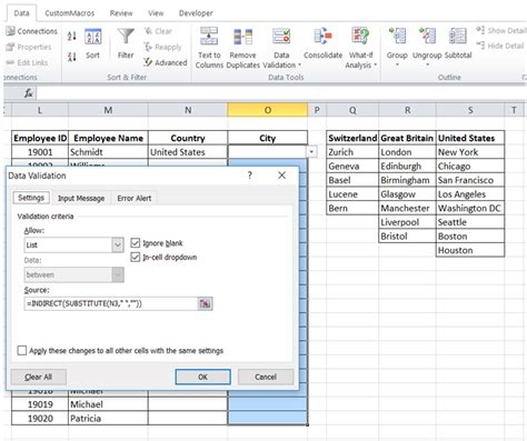 Excel Dependent Drop-Downs Example 8