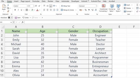 Excel Design Tab Examples