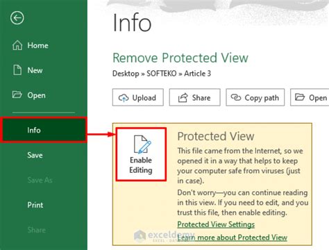 Excel disable Protected View file types