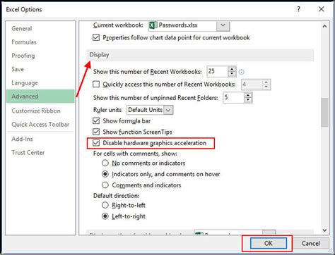 Excel display configuration issues