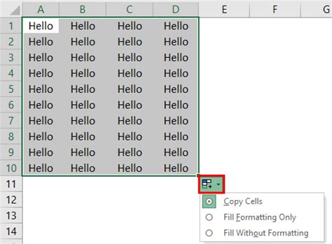 Using drag and drop function to copy data in Excel