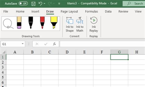 Excel Draw Tab