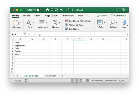 Excel Drop Down List