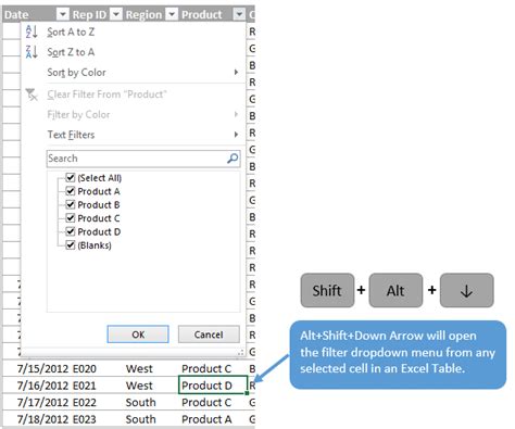 Example of using the Shift key to select multiple dropdown options