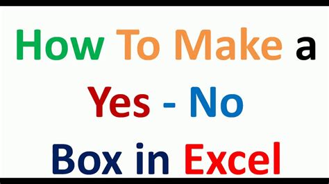 Creating a Yes or No Dropdown Menu in Excel