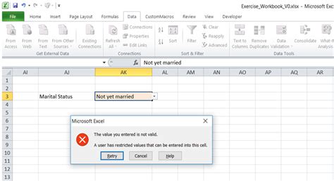 Excel Drop-Down List Error