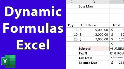 Dynamic Excel Formula