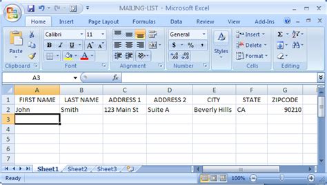 Building an email list in Excel