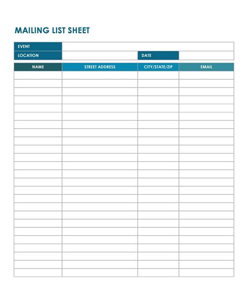 Excel email list template