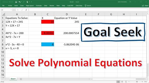 Using Goal Seek to Solve Equations in Excel