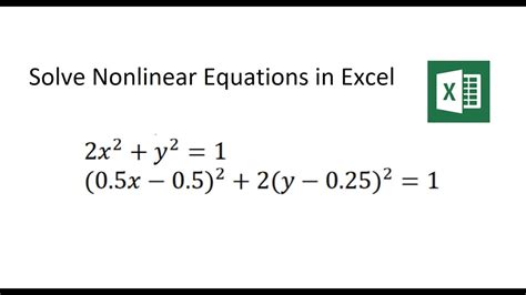 Non-Linear Equations in Excel