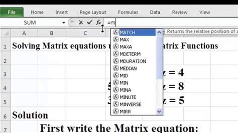 Systems of Equations in Excel