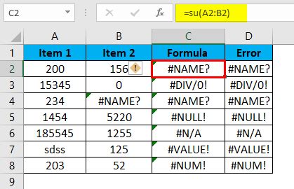 Excel Error Example 5