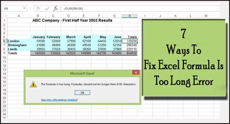 Excel Error: Expression Too Long