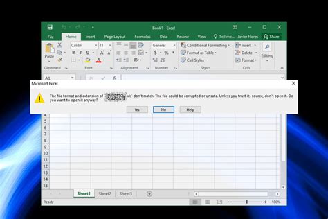 Excel Error: File Format and Extension Don't Match