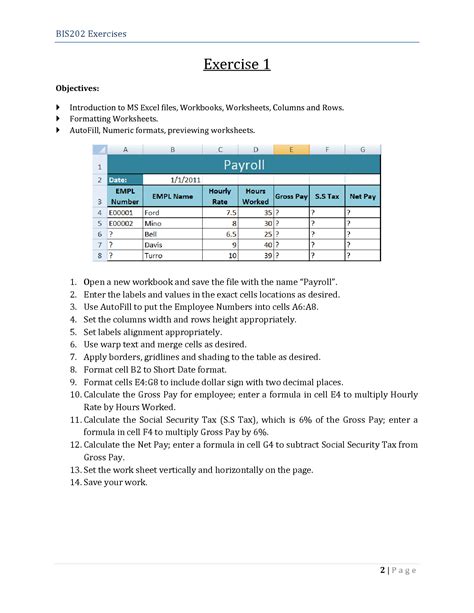 Excel Exercise 1