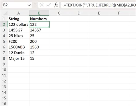 Extract Numbers in Excel