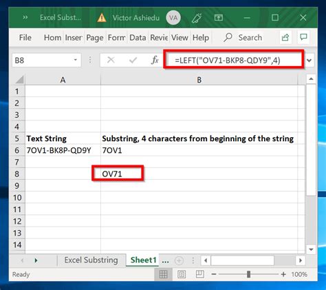 Excel Extract Substring Example 1