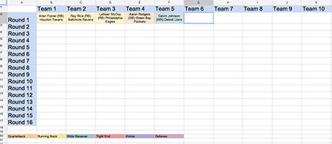 Excel Fantasy Draft Template Download