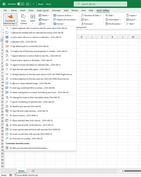 Excel Favorites Feature