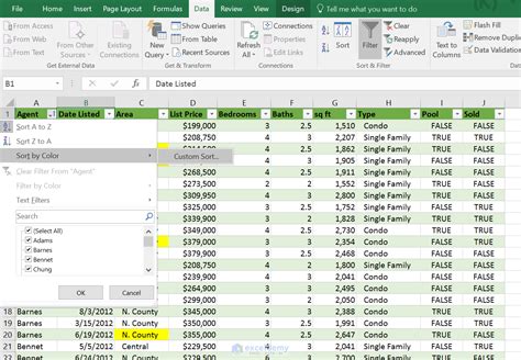 Sorting and Filtering Field Names in Excel