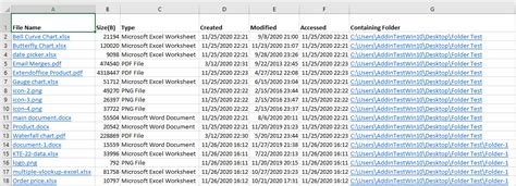 Excel file list