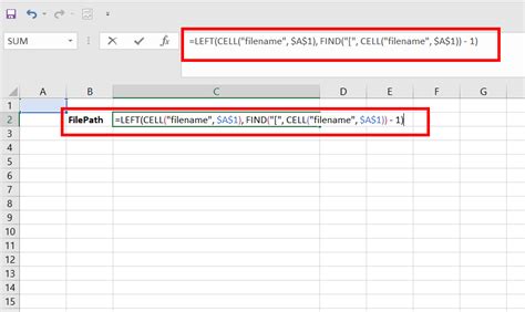 Excel File Path Formula Example 2