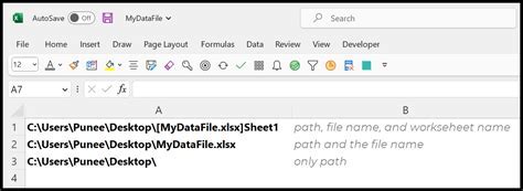 Excel File Paths Formulas