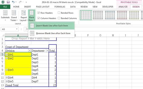 Example of Filling Blanks in Excel