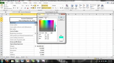 Excel fill cell with colors